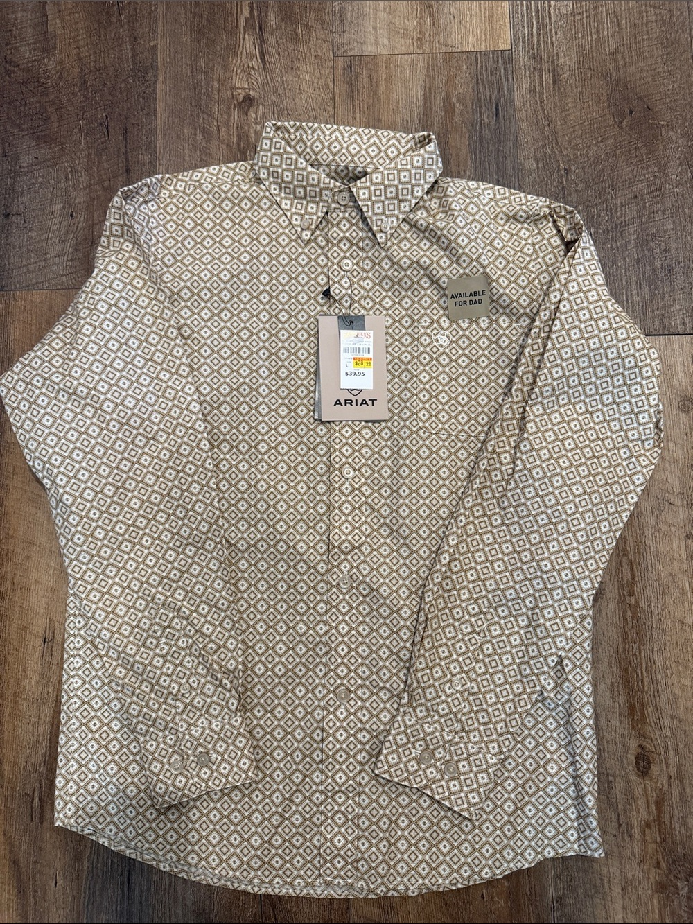 Ariat Boys Beige Geometric Button-Down Shirt Jacket